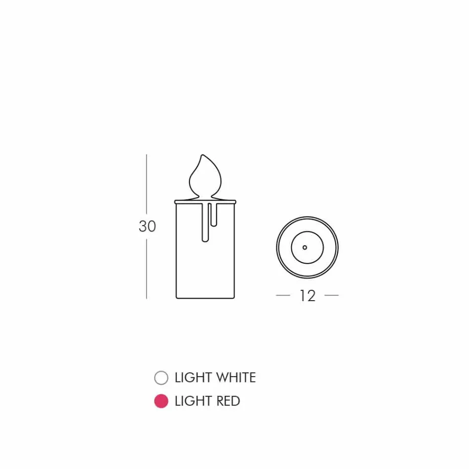 Lampă de masă lumânare luminoasă albă sau roșie Design de Slide - Fiammetta Viadurini