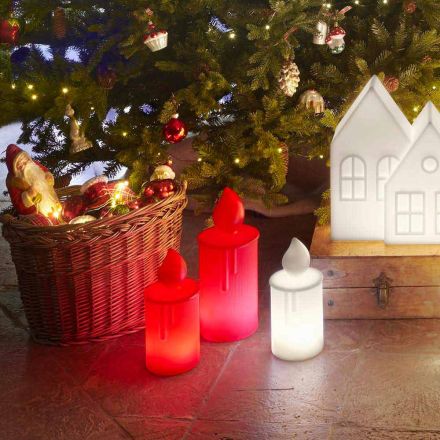 Lampă de masă lumânare luminoasă albă sau roșie Design de Slide - Fiammetta Viadurini