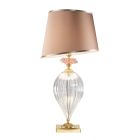 Lampă de masă din sticlă artizanală clasică și abajur de lux - Flandra Viadurini