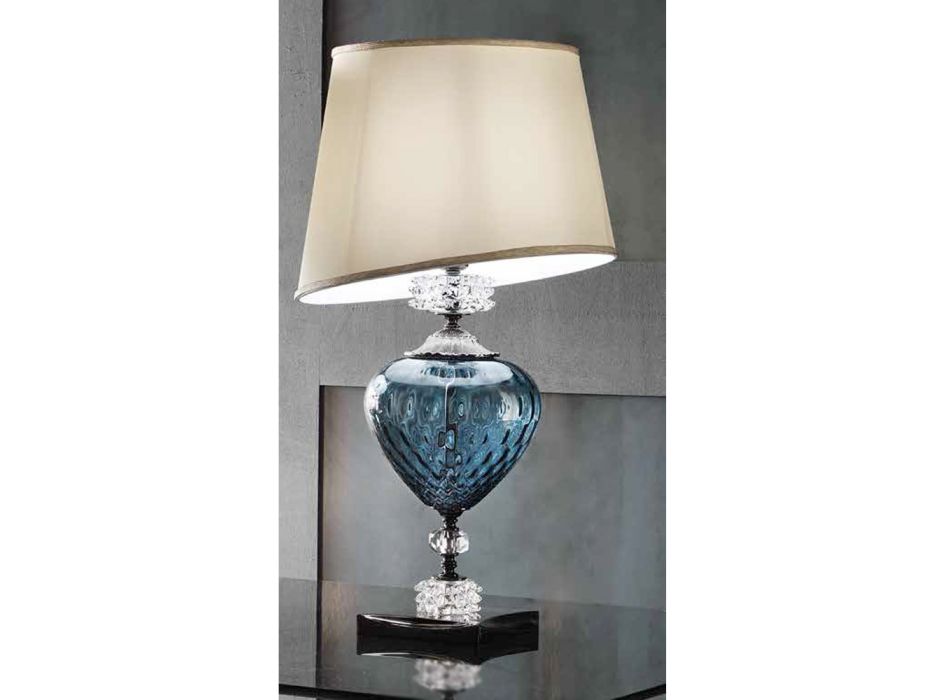 Lampă de masă și abajur din sticlă artizanală italiană clasică - Saline Viadurini