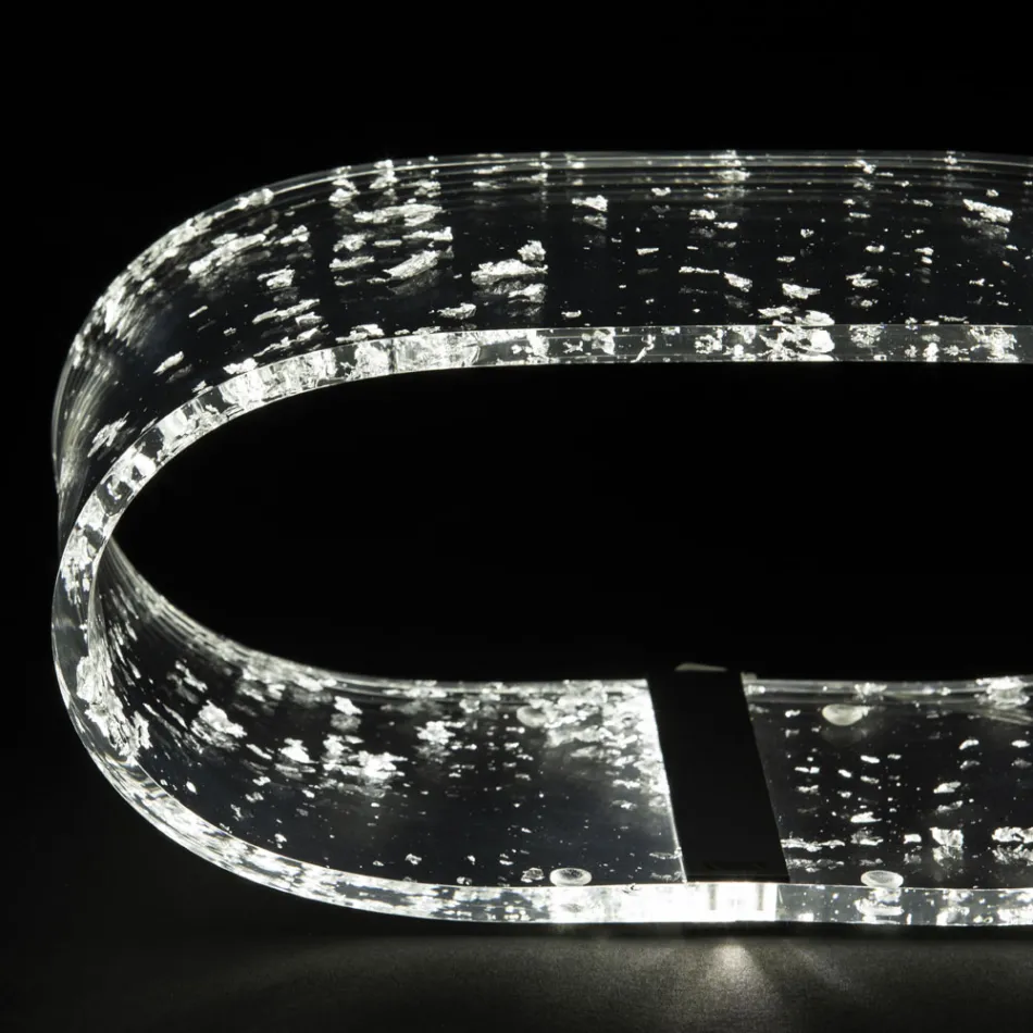 Lampă de masă din cristal acrilic și frunză de aur, argint sau cupru - Gnassi Viadurini