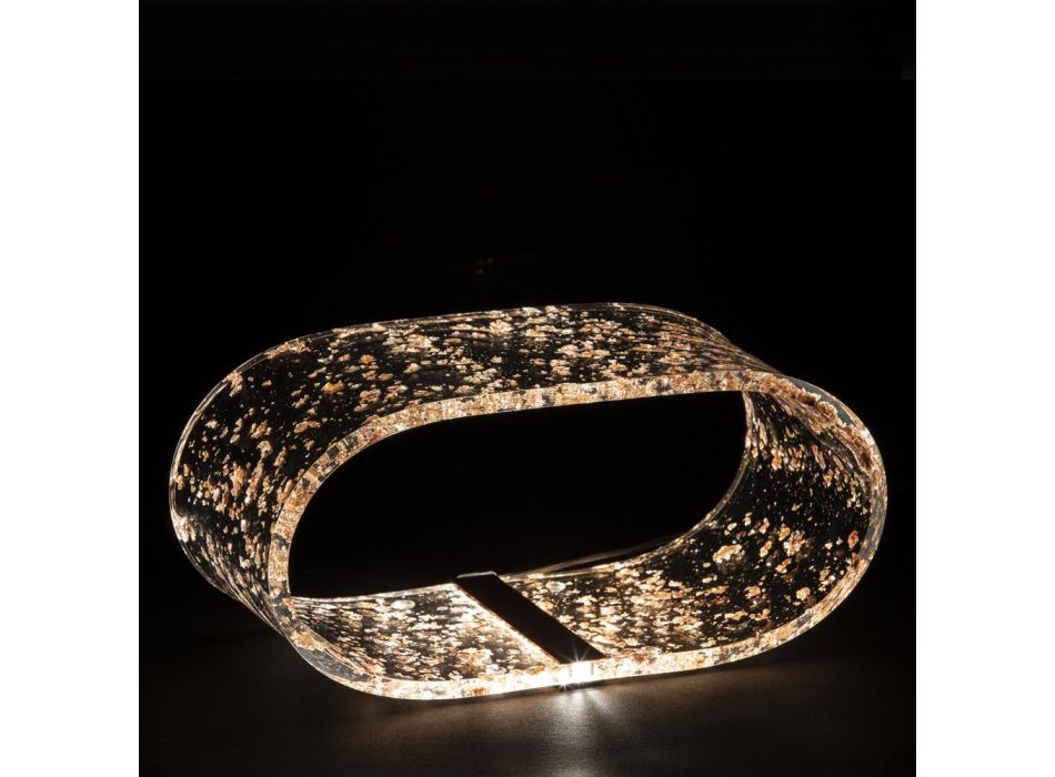 Lampă de masă din cristal acrilic și frunză de aur, argint sau cupru - Gnassi Viadurini