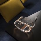 Lampă de masă din cristal acrilic și frunză de aur, argint sau cupru - Gnassi Viadurini