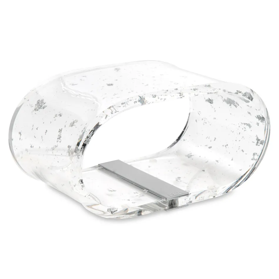 Lampă de masă din cristal acrilic și frunză de aur, argint sau cupru - Gnassi Viadurini