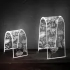 Lampa de Masa din Cristal Acrilic Transparent cu Decorat Gravat - Bertella Viadurini