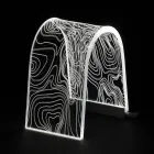 Lampa de Masa din Cristal Acrilic Transparent cu Decorat Gravat - Bertella Viadurini
