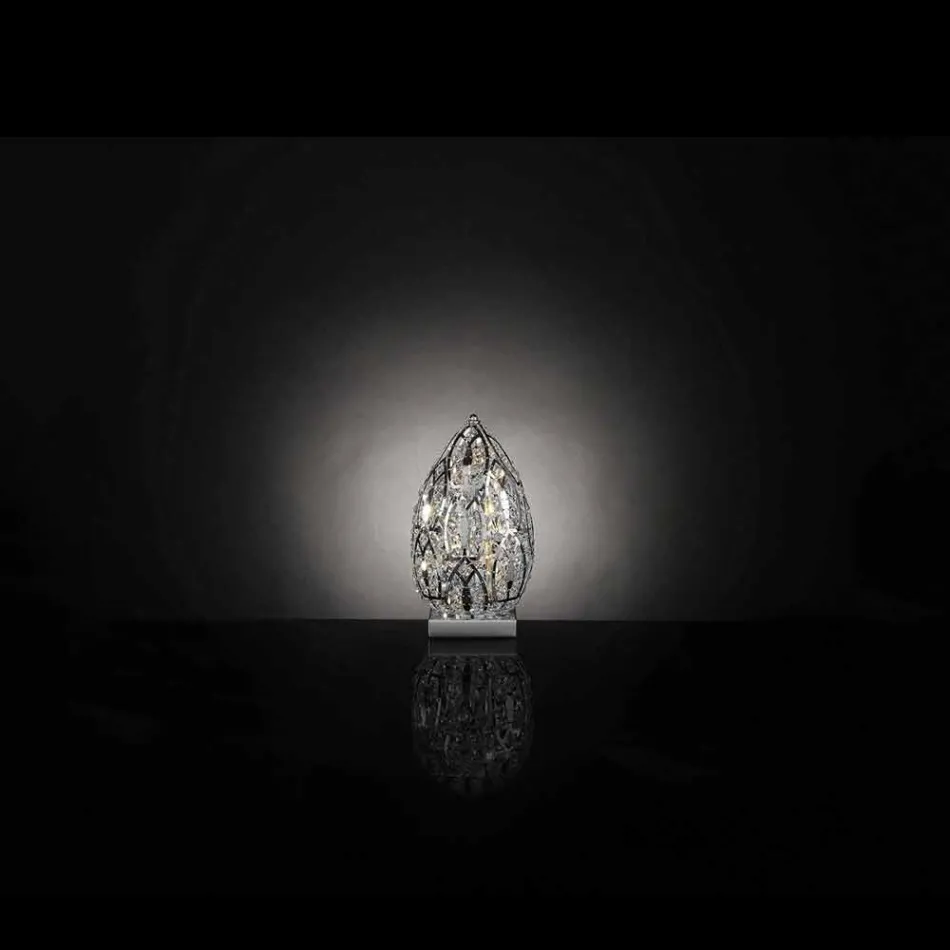 lampă de masă Design din cristal și oțel în formă de ou ou Viadurini