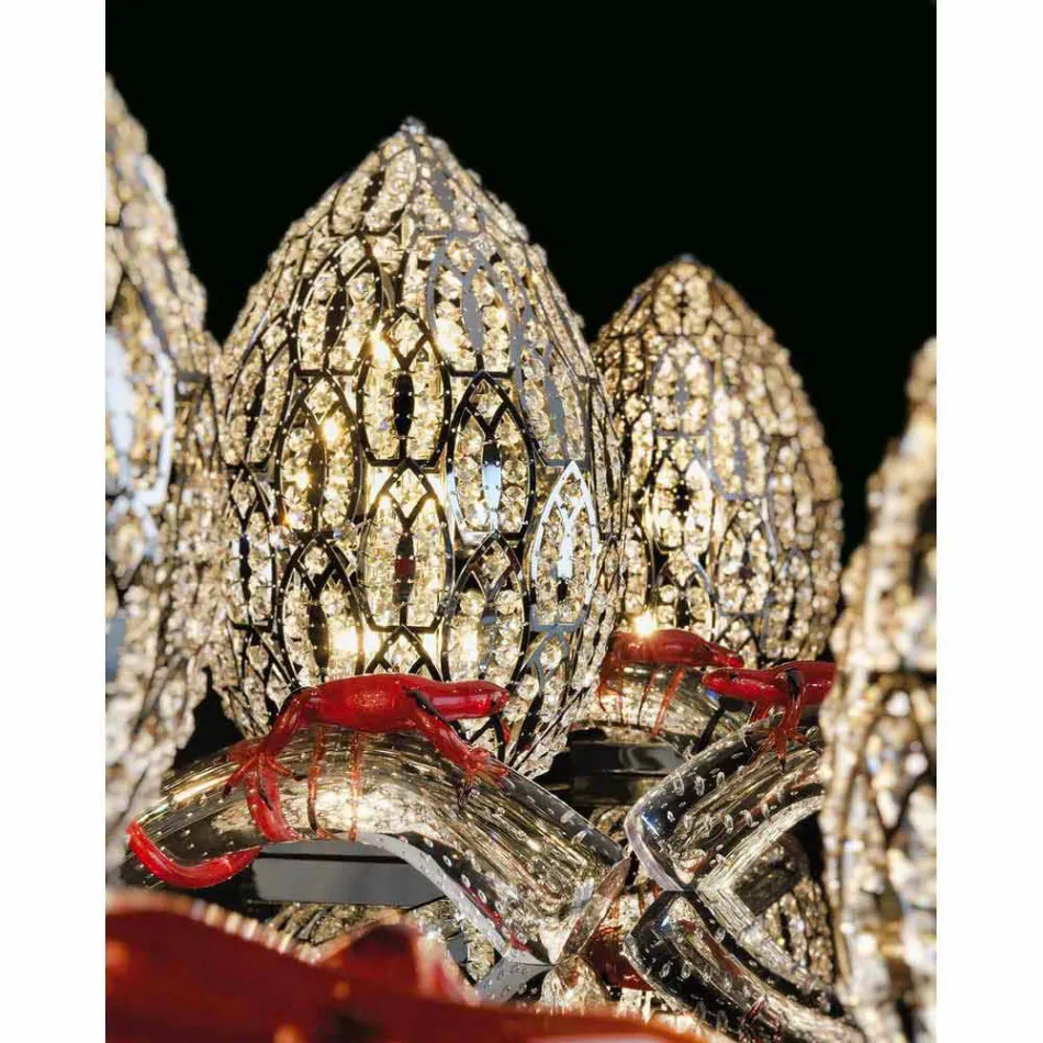 lampă de masă Design din cristal și oțel în formă de ou ou Viadurini