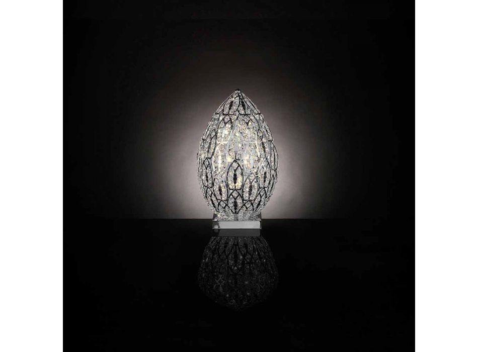 lampă de masă Design din cristal și oțel în formă de ou ou Viadurini