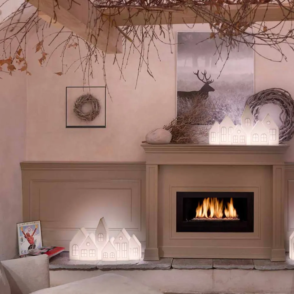 Lampă de masă de design cu casă cu LED-uri albe sau roșii Slide de design - Kuusi Viadurini