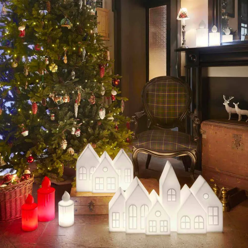 Lampă de masă de design cu casă cu LED-uri albe sau roșii Slide de design - Kuusi Viadurini