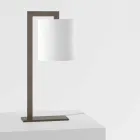 Lampă de masă design din metal și lenjerie albă Made in Italy - Bali Viadurini