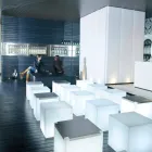 Lampă de masă și podea Slide Cub alb strălucitor fabricat în Italia Viadurini