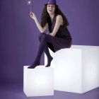 Lampă de masă și podea Slide Cub alb strălucitor fabricat în Italia Viadurini