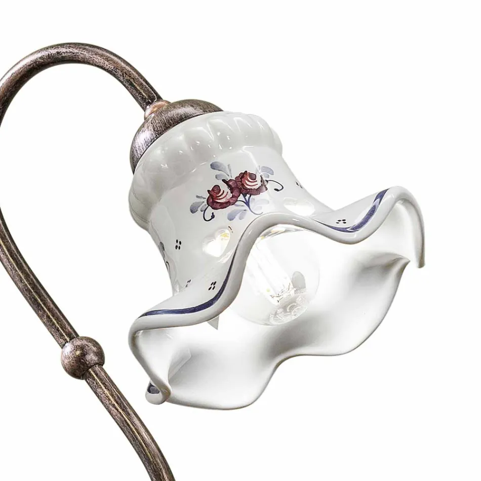 Lampa de masa din fier ceramica pictata manual artizanala vintage - Chieti Viadurini