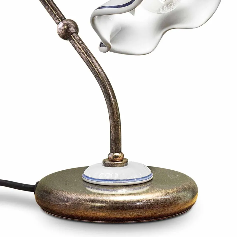 Lampa de Masa Fier Ceramica Pictata Manual Artizanat Vintage - Chieti Viadurini