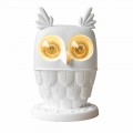 Lampă de masă din ceramică albă mată 2 lumini Design modern Owl - Owl