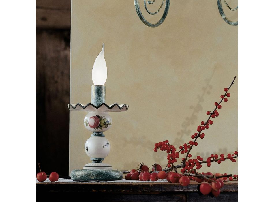 Lampă de masă din ceramică decorată manual și alamă antică - Sanremo Viadurini