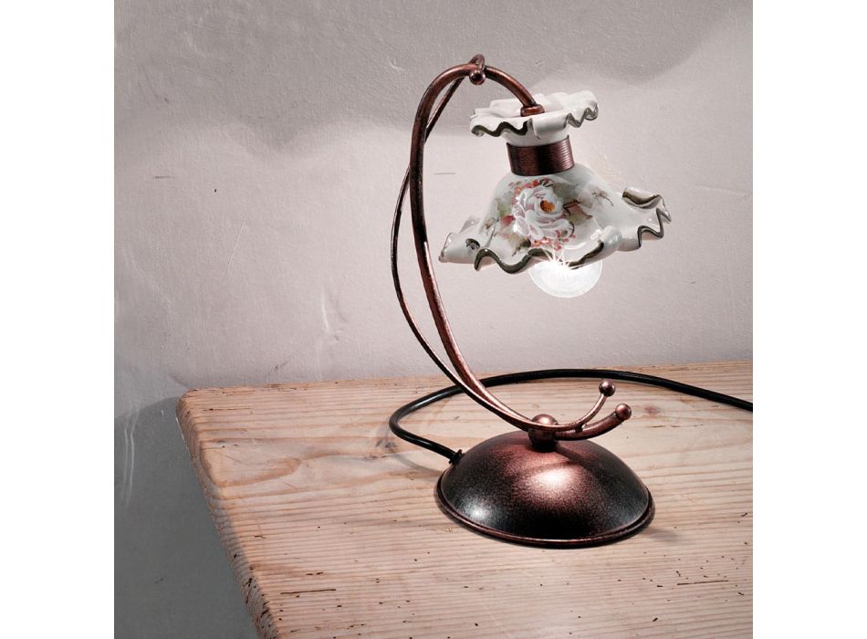 Lampă de masă din ceramică pictată manual și decorată cu fier - Milano Viadurini