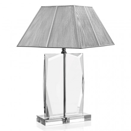 Lampă de masă din cristal și abajur pătrat de argint de lux - Clezia Viadurini