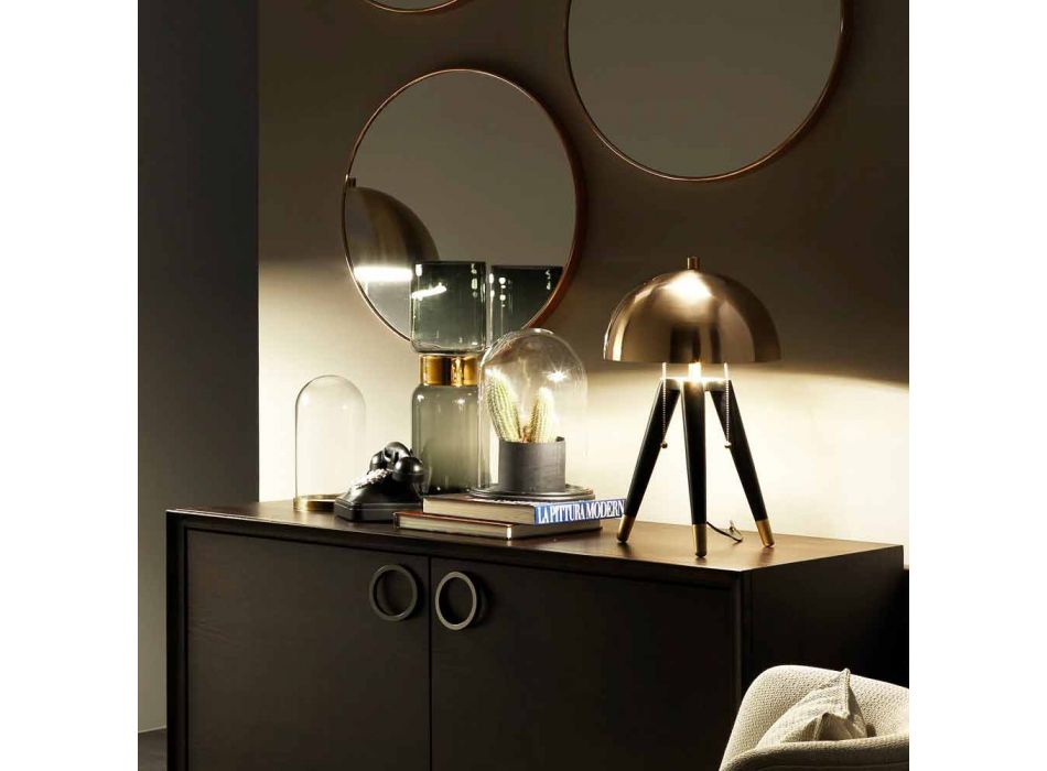 Lampă de masă din metal negru și alamă periată Made in Italy - Peter Viadurini