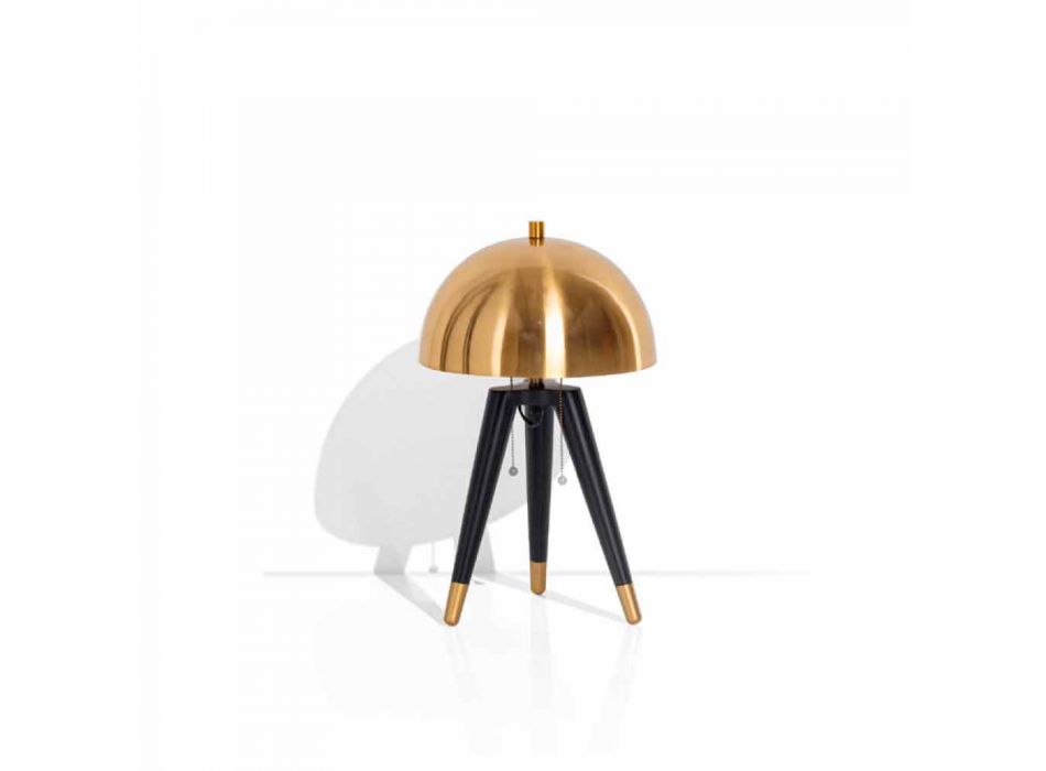 Lampă de masă din metal negru și alamă periată Made in Italy - Peter Viadurini