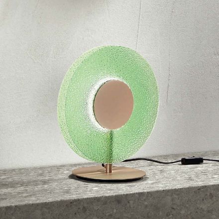 Lampă de masă din metal vopsit și sticlă verde - Albizia Viadurini