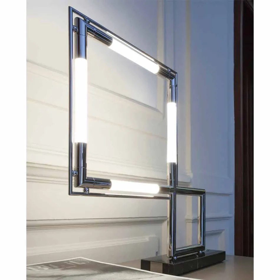 Lampă de masă din alamă și rășină cu bază de marmură Made in Italy - Quizza Viadurini