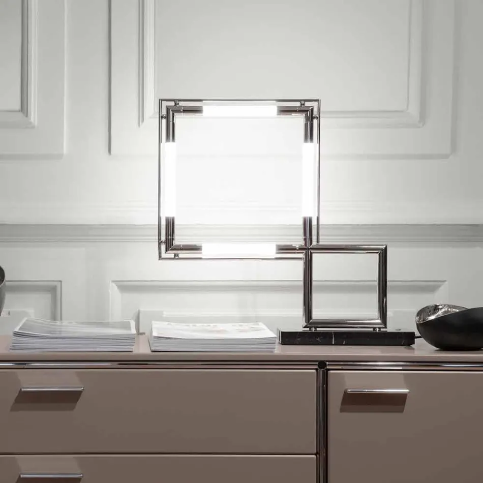 Lampă de masă din alamă și rășină cu bază de marmură Made in Italy - Quizza Viadurini