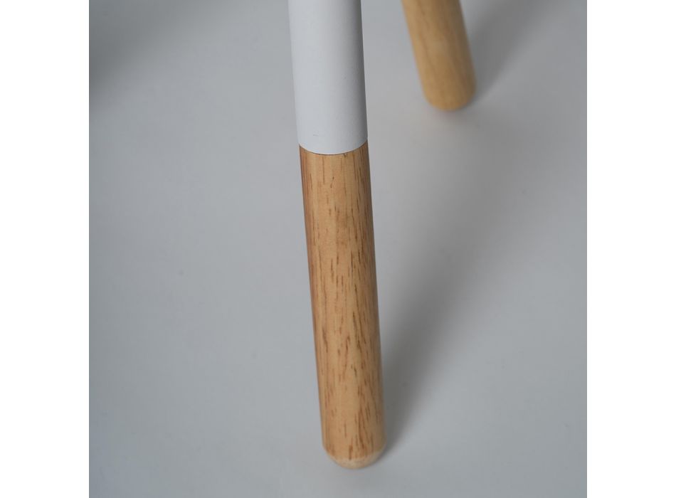 Lampă de masă din pânză albă cu structură din metal și lemn - Fiona Viadurini