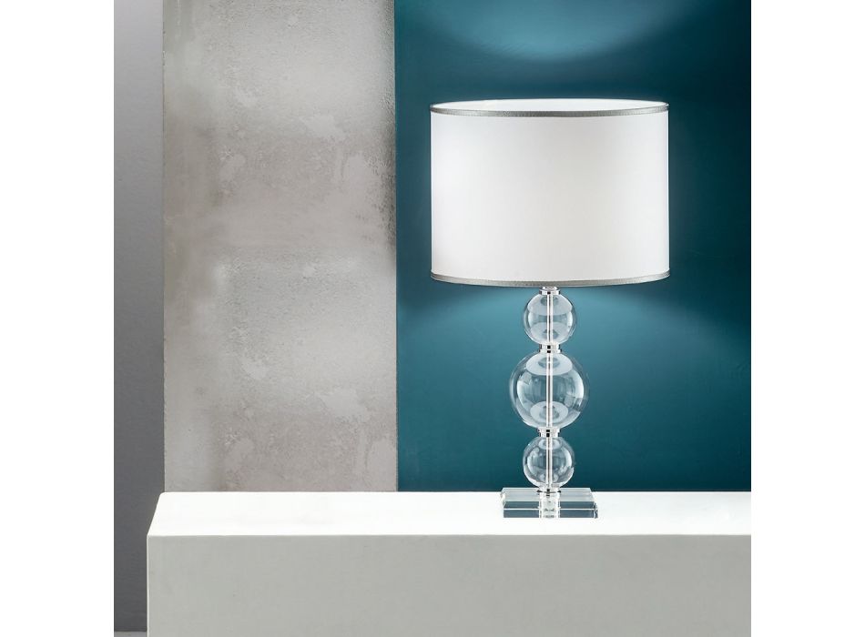 Lampă de masă din sticlă artizanală și metal în stil clasic - Mindful Viadurini