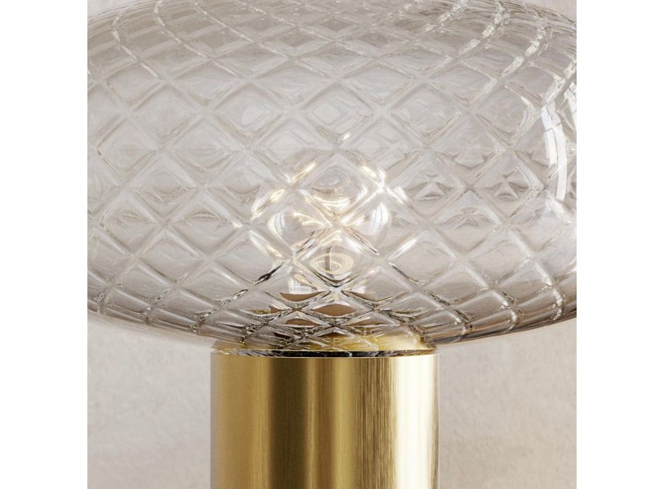 Lampa de masa din sticla gri Made in Italy - Lucciola Viadurini