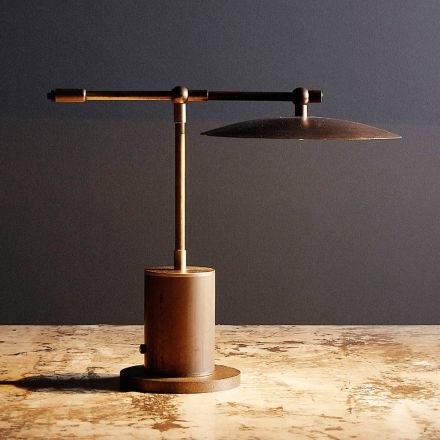 Lampă de masă LED din alamă lustruită și fier Made in Italy - Esperanza Viadurini