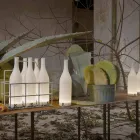 Lampă de masă cu LED din sticlă albă mată Design modern - Sticlă Viadurini