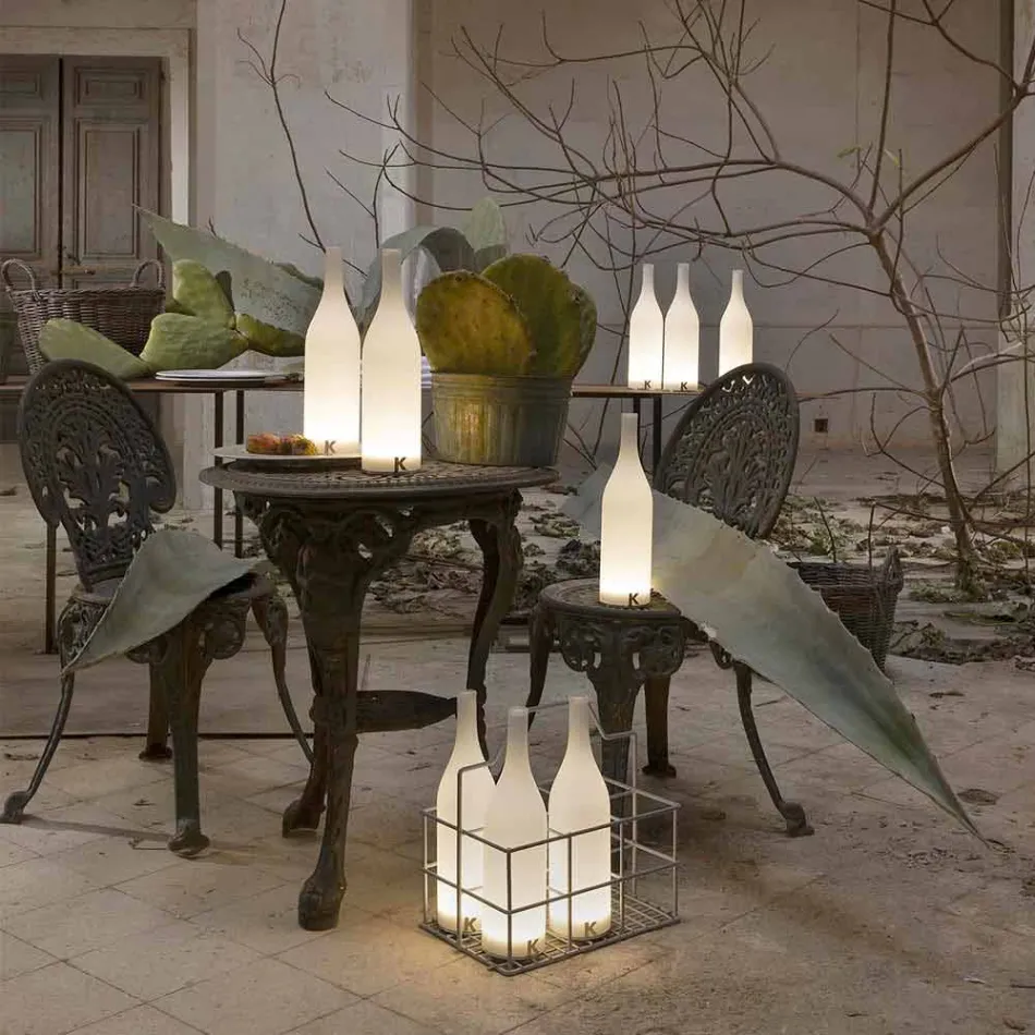 Lampă de masă cu LED din sticlă albă mată Design modern - Sticlă Viadurini