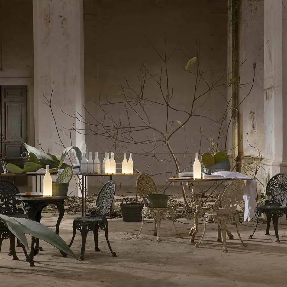 Lampă de masă cu LED din sticlă albă mată Design modern - Sticlă Viadurini