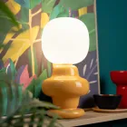 Lampa de masa din ceramica si sticla Made in Italy - Capocbana Viadurini
