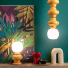 Lampa de masa din ceramica si sticla Made in Italy - Capocbana Viadurini