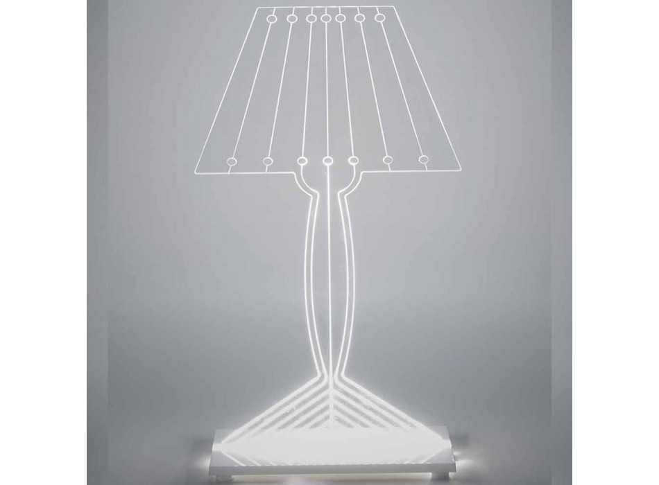 Lampă de masă în formă, lumină LED din plexiglas Ferla Viadurini