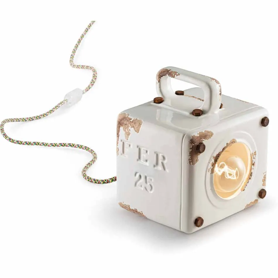 Lampă de masă ceramică stil industrial și Ferro Valerie Viadurini