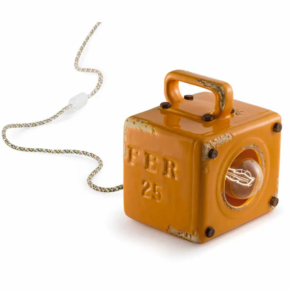 Lampă de masă ceramică stil industrial și Ferro Valerie Viadurini