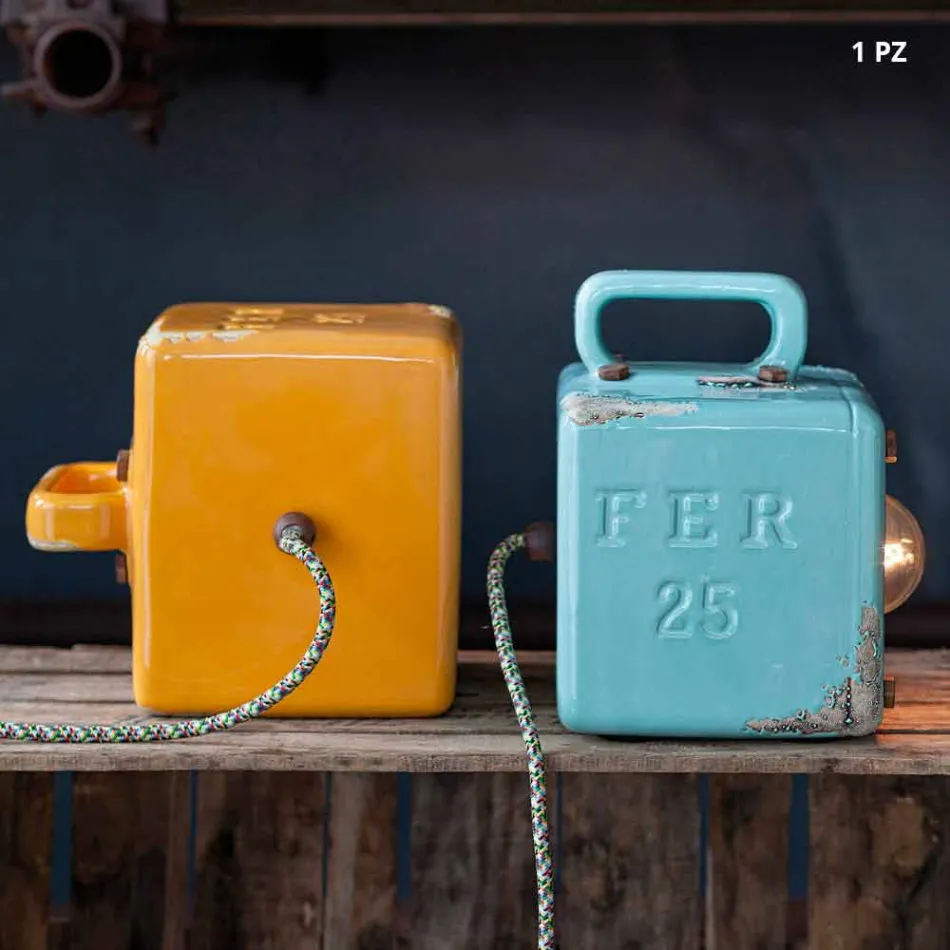 Lampă de masă ceramică stil industrial și Ferro Valerie Viadurini