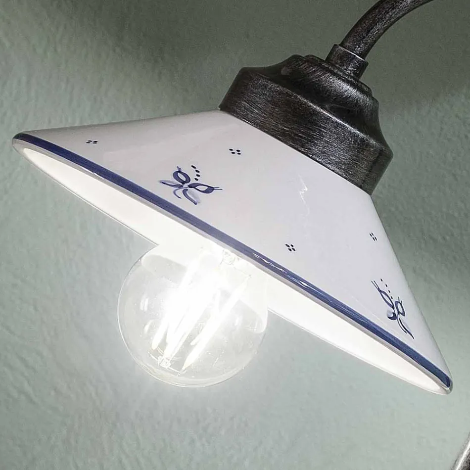 Lampa de masa in stil vintage din ceramica pictata manual si fier - Asti Viadurini