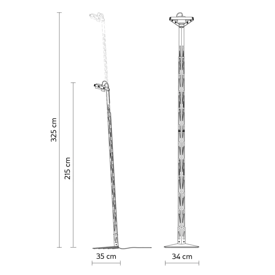 Lampă de podea extensibilă din aluminiu negru mat, design cu scară - atent Viadurini