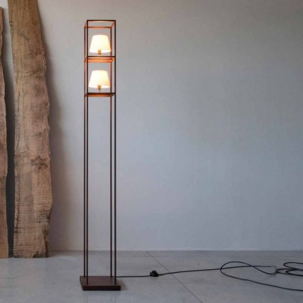 Lampă de podea din fier fabricată manual Finisaj Corten Fabricat în Italia - Turn Viadurini