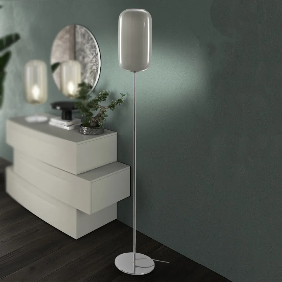 Lampă de podea din sticlă venețiană suflată manual - bambus Viadurini