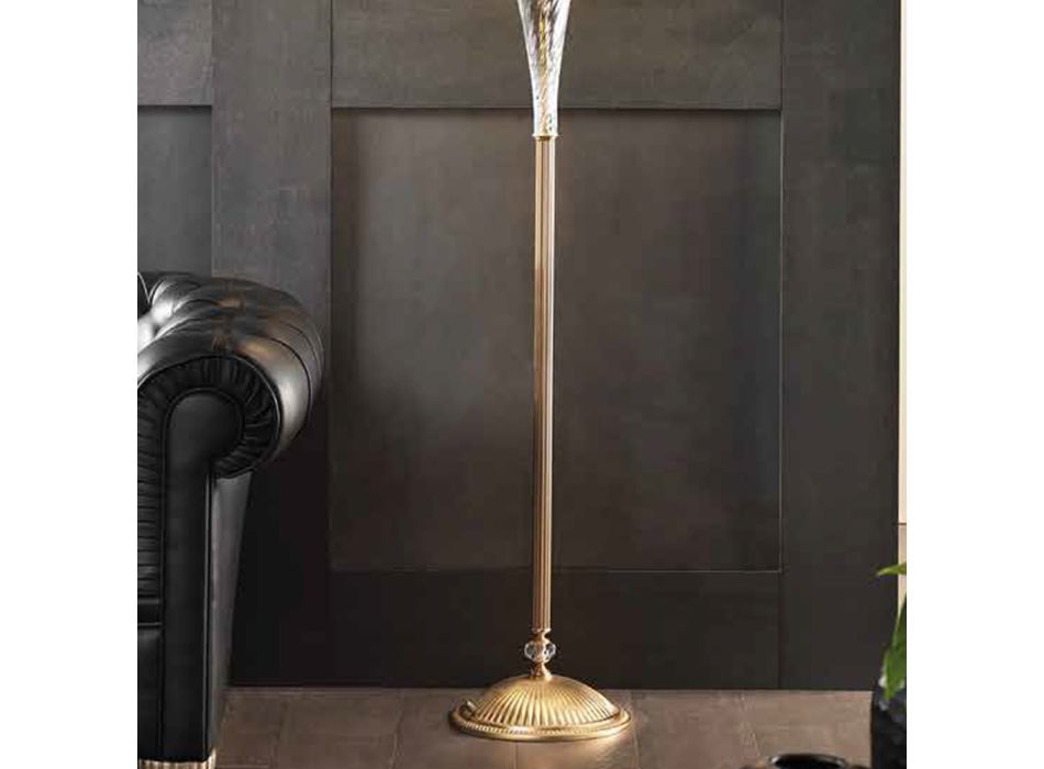 Lampă de podea clasică din sticlă lucrată manual și abajur de lux - Flandra Viadurini