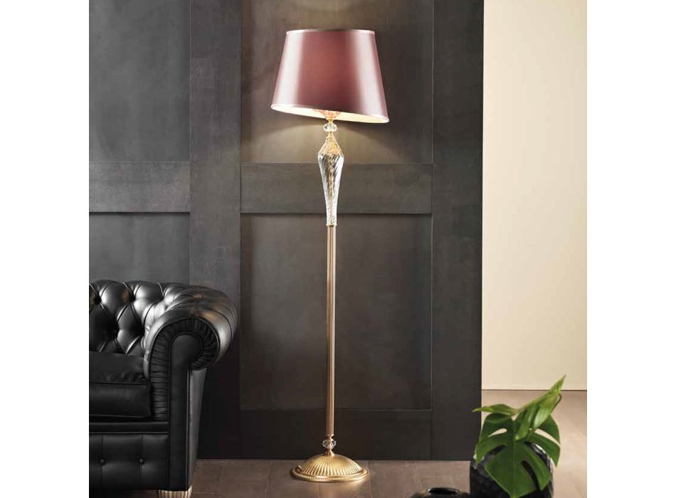 Lampă de podea clasică din sticlă lucrată manual și abajur de lux - Flandra Viadurini