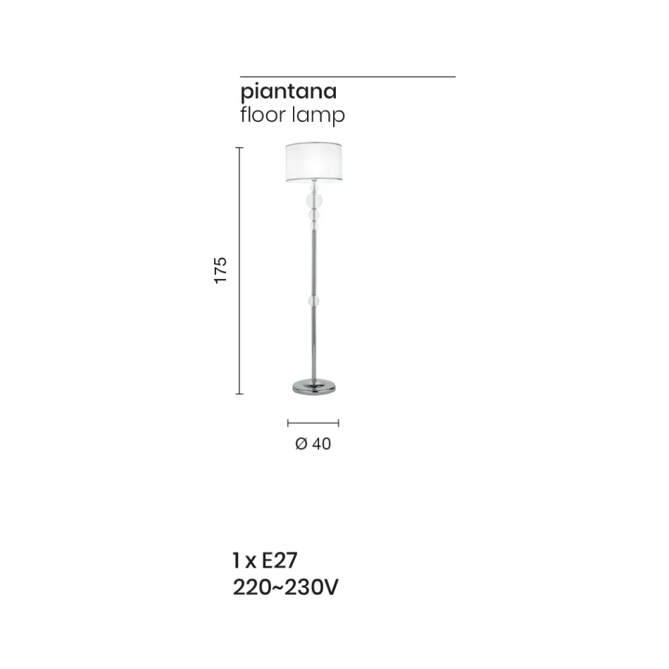 Lampă de podea clasică din sticlă artizanală italiană și abajur - Memore Viadurini