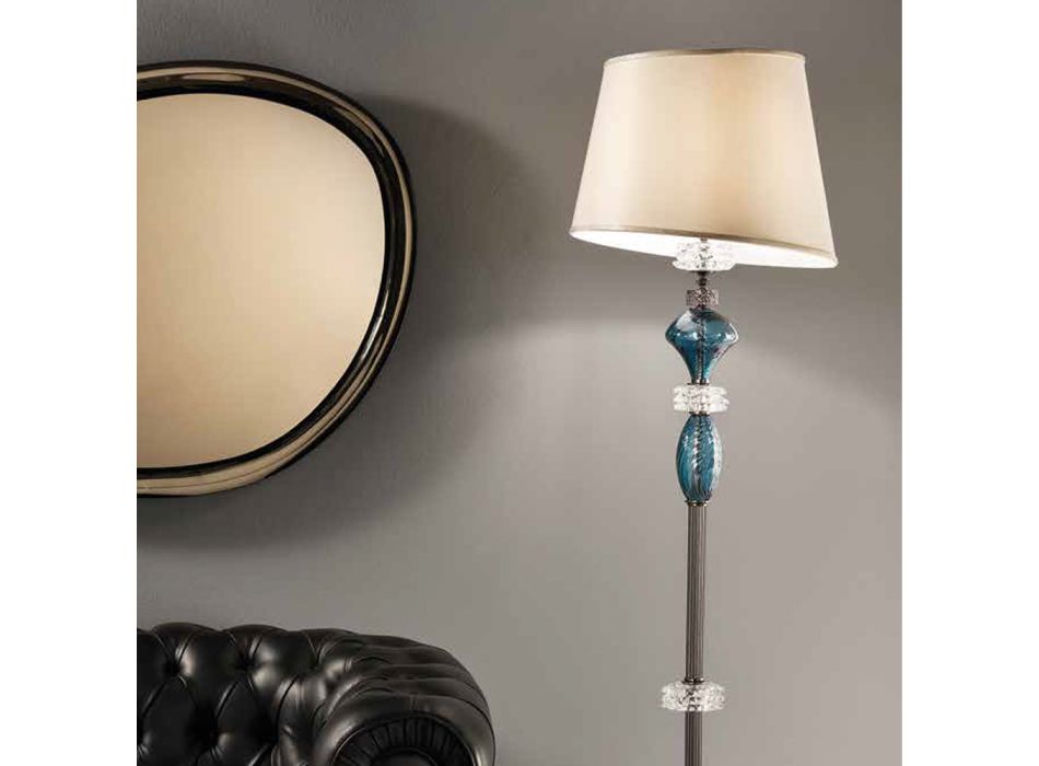 Lampă de podea cu abajur din sticlă lucrată manual Made in Italy - Saline Viadurini